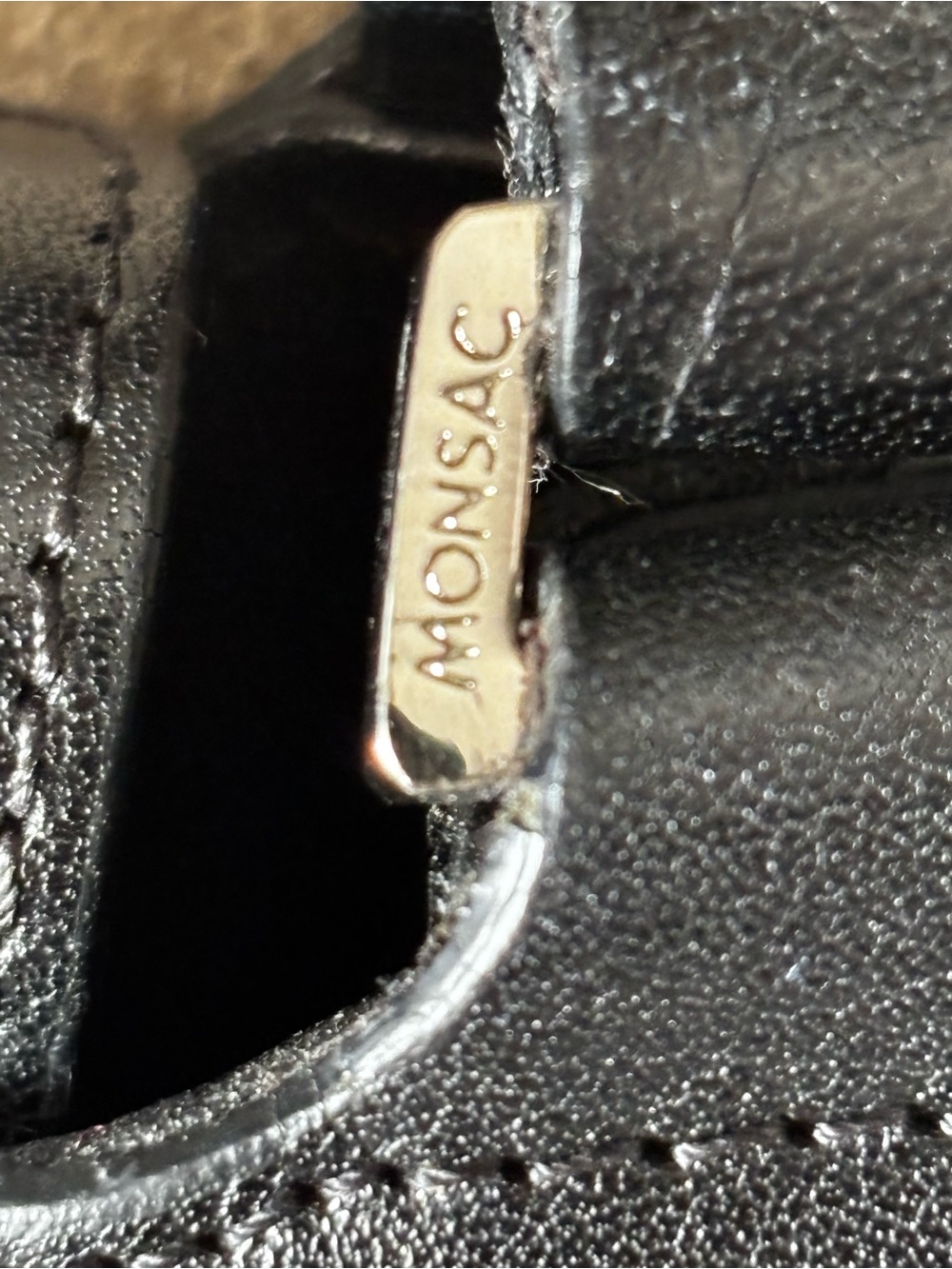 Monsac Silver-Tone Logo Zipper Pull on Black